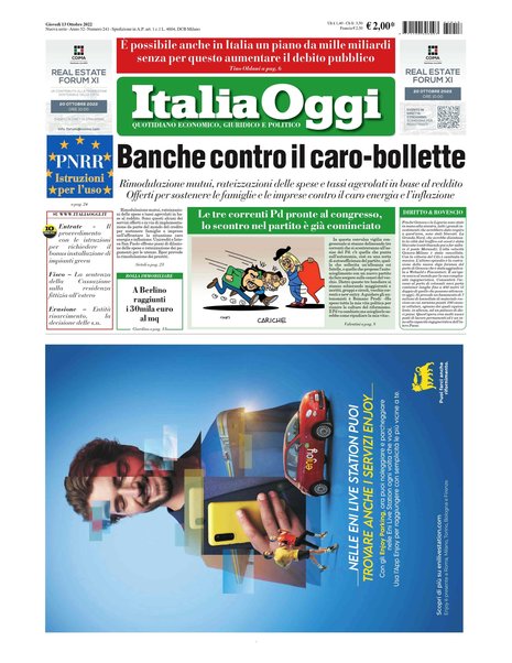 Italia oggi : quotidiano di economia finanza e politica